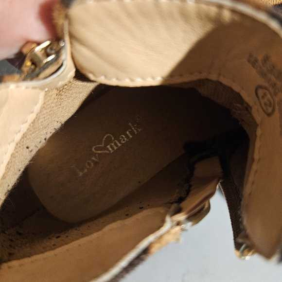 Lov Mark Little Girls 12 Leopard Print Kids Ankle Boots Gold Zipper Small Heel - Picture 6 of 7